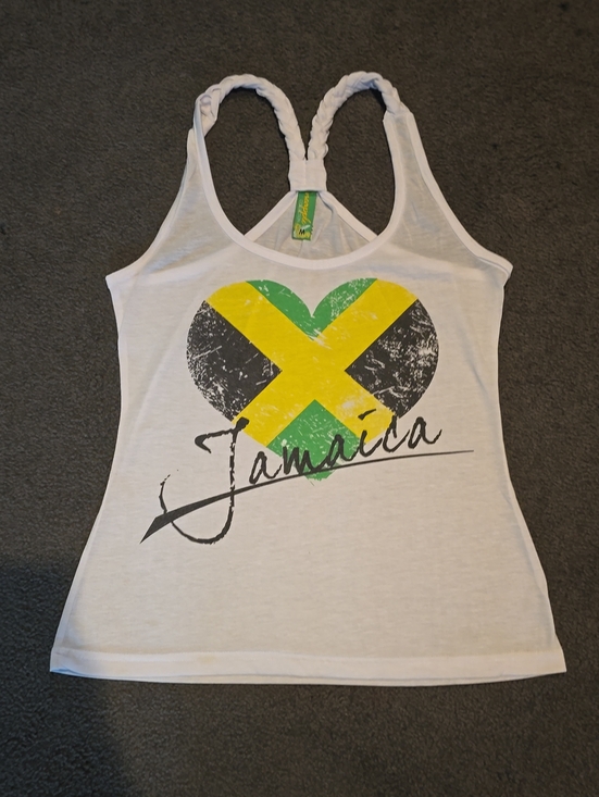 Pineapple Connection Tops - Jamaica Graphic Racerback Tank Top - White